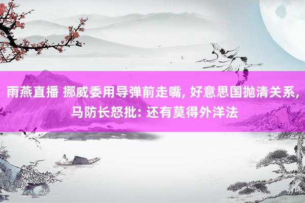 雨燕直播 挪威委用导弹前走嘴, 好意思国抛清关系, 马防长怒批: 还有莫得外洋法