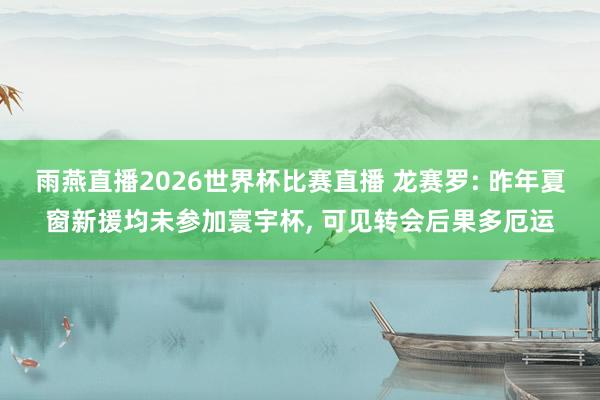 雨燕直播2026世界杯比赛直播 龙赛罗: 昨年夏窗新援均未参加寰宇杯, 可见转会后果多厄运