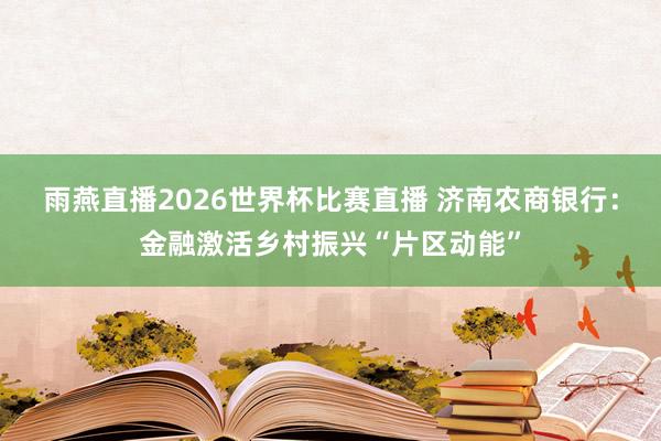 雨燕直播2026世界杯比赛直播 济南农商银行：金融激活乡村振兴“片区动能”