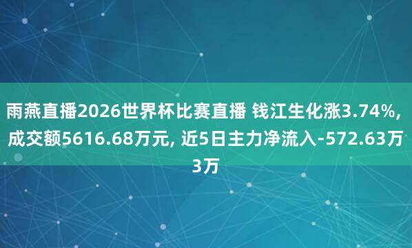 雨燕直播2026世界杯比赛直播 钱江生化涨3.74%, 成交额5616.68万元, 近5日主力净流入-572.63万