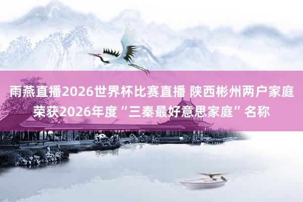 雨燕直播2026世界杯比赛直播 陕西彬州两户家庭荣获2026年度“三秦最好意思家庭”名称