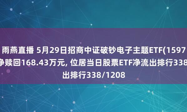 雨燕直播 5月29日招商中证破钞电子主题ETF(159779)遭净赎回168.4