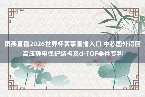 雨燕直播2026世界杯赛事直播入口 中芯国外得回高压静电保护结构及d-TOF器件专利
