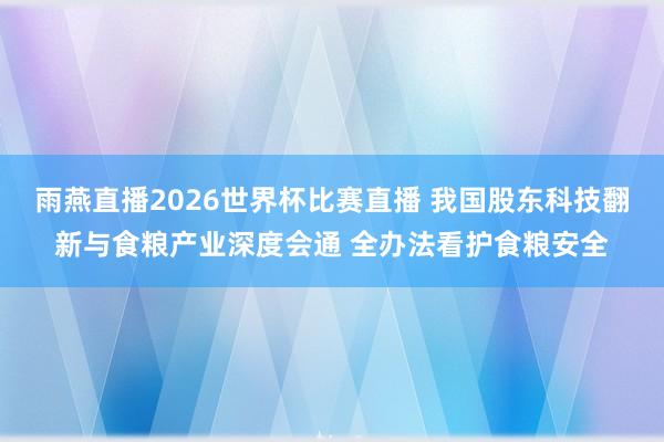 雨燕直播2026世界杯比赛直播 我国股东科技翻新与食粮产业深度会通 全办法看护食粮安全