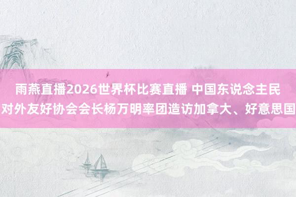 雨燕直播2026世界杯比赛直播 中国东说念主民对外友好协会会长杨万明率团造访加拿大、好意思国