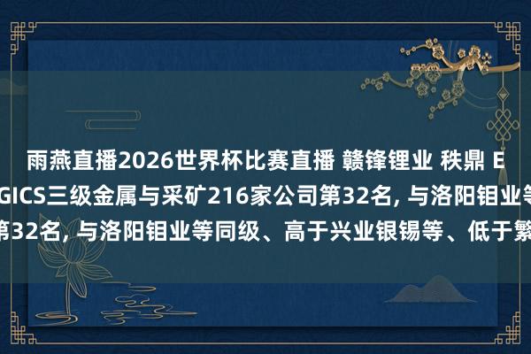 雨燕直播2026世界杯比赛直播 赣锋锂业 秩鼎 ESG评级保管AA， 位居GICS三级金属与采矿216家公司第32名， 与洛阳钼业等同级、高于兴业银锡等、低于繁密特材等
