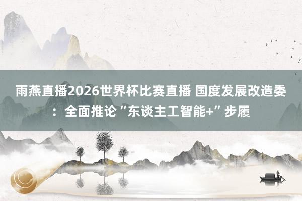 雨燕直播2026世界杯比赛直播 国度发展改造委：全面推论“东谈主工智能+”步履