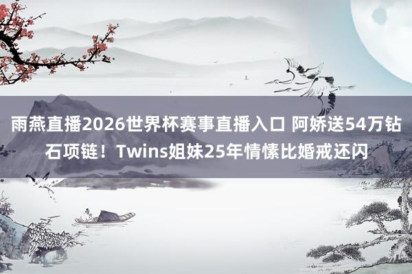 雨燕直播2026世界杯赛事直播入口 阿娇送54万钻石项链！Twins姐妹25年情愫比婚戒还闪