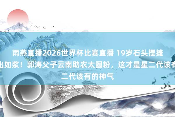 雨燕直播2026世界杯比赛直播 19岁石头摆摊卖货汗出如浆!郭涛父子云南助农太圈粉,这才是星二代该有的神气