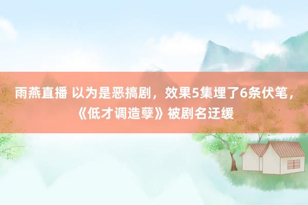 雨燕直播 以为是恶搞剧，效果5集埋了6条伏笔，《低才调造孽》被剧名迂缓
