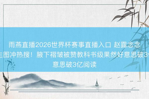 雨燕直播2026世界杯赛事直播入口 赵露念念82斤生图冲热搜！腋下褶皱被赞教科书级果然好意思破3亿阅读