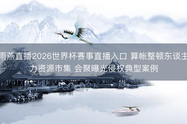 雨燕直播2026世界杯赛事直播入口 算帐整顿东谈主力资源市集 会聚曝光侵权典型案例