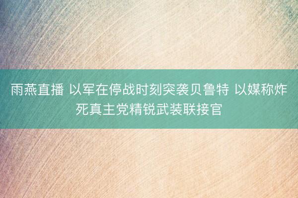 雨燕直播 以军在停战时刻突袭贝鲁特 以媒称炸死真主党精锐武装联接官