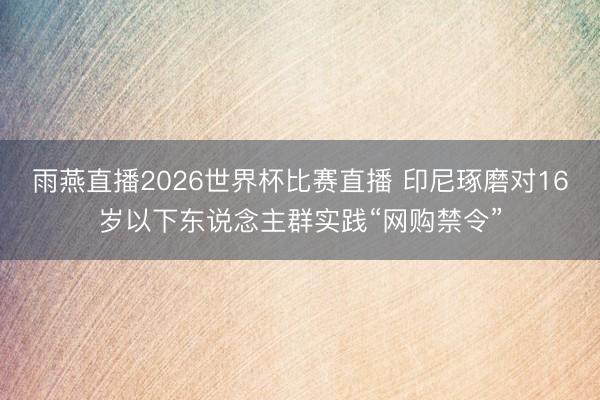 雨燕直播2026世界杯比赛直播 印尼琢磨对16岁以下东说念主群实践“网购禁令”