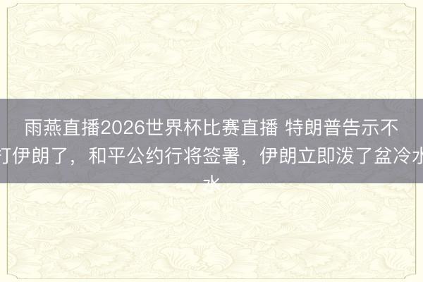 雨燕直播2026世界杯比赛直播 特朗普告示不打伊朗了,和平公约行将签署,伊朗立即泼了盆冷水